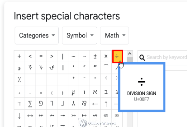 How To Insert Division Symbol In Google Sheets