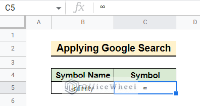 How to Insert Infinity Symbol (∞) in Google Sheets (2 Simple Ways)