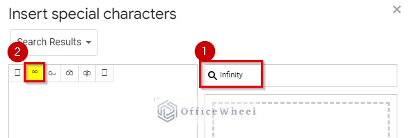 inserting infinity symbol by typing infinity