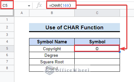 Applying Formula to insert symbol in google sheets