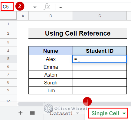 Single cell linking between tabs in Google Sheets