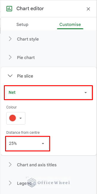 how to create distance from center in pie slice