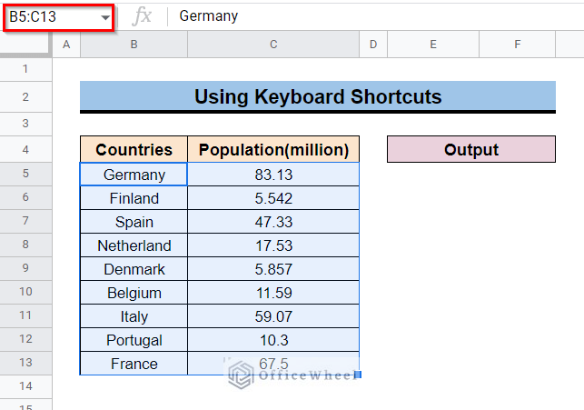 Using Keyboard Shortcuts to Copy and Paste values only in Google Sheets