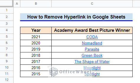 how to remove hyperlink in google sheets