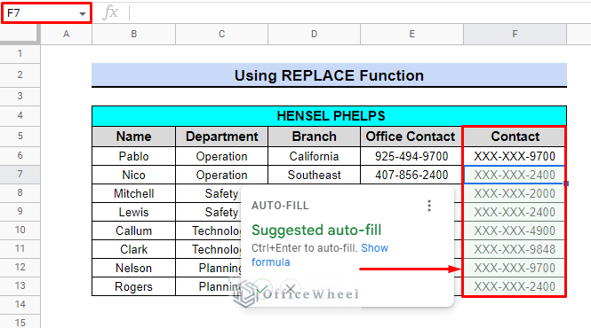 autofill of column in google sheets