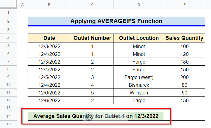 How to Use AVERAGEIF Function for Multiple Criteria in Google Sheets