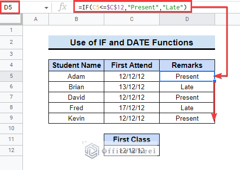 Using IF and DATE Functions in Google Sheets