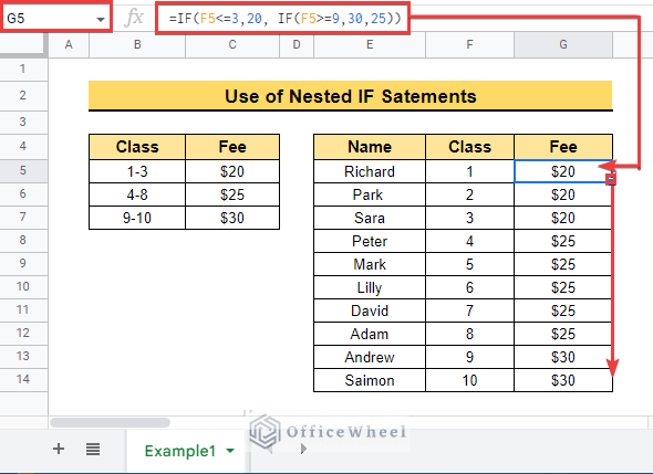 How to Use Nested IF Statements in Google Sheets (3 Examples)