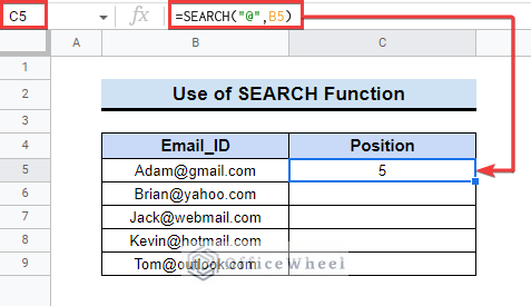 Find Position of Character using SEARCH function