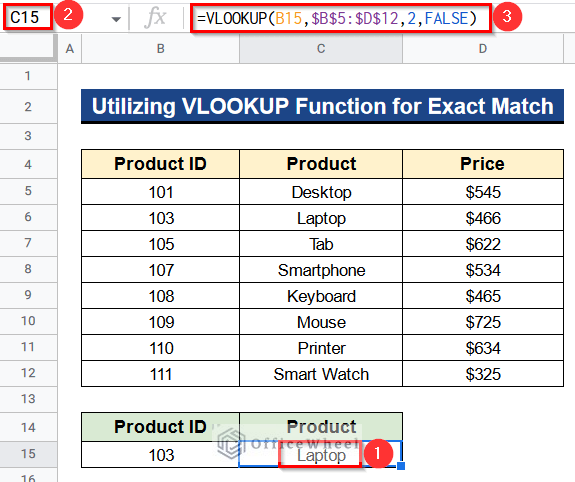 How to Use the VLOOKUP Function for Exact Match in Google Sheets
