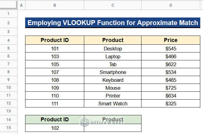 How to Use the VLOOKUP Function for Approximate Match in Google Sheets