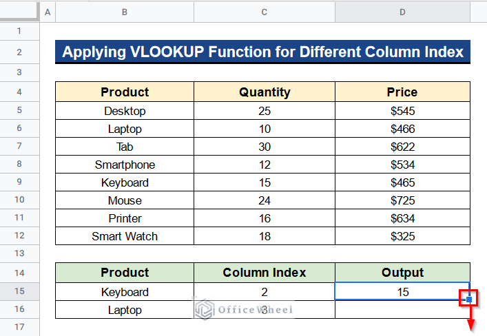 How to Use the VLOOKUP Function for Different Column Index in Google Sheets