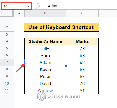 Use Keyboard Shortcut to Highlight Active Row in google sheets