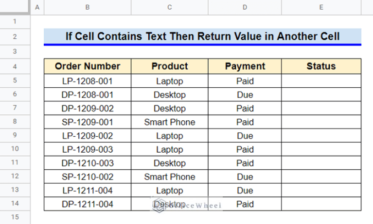 Cell Returning If Cell Contains Text Then Return Value in Another Cell in Google Sheets