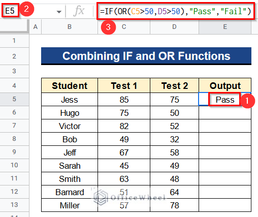 Combining IF and OR Functions as A Formula in Google Sheets