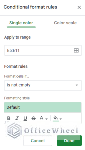 Google Sheets IF Statement in Conditional Formatting