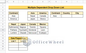 Create Multiple Dependent Drop Down List in Google Sheets