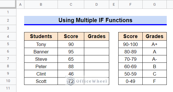 nested if function google sheets