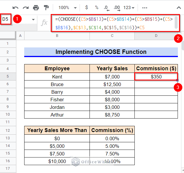 Implementing CHOOSE Function as An Alternative to the Nested IF Function in Google Sheets