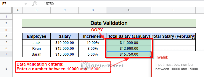 Copy and Paste Data Validation in Google Sheets