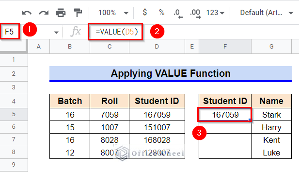 Applying VALUE Function to Apply Formula to Paste Values Only in Google Sheets