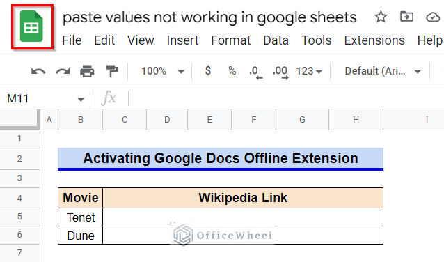 Paste Values Not Working in Google Sheets: Solution by Activating Google Docs Offline Extension