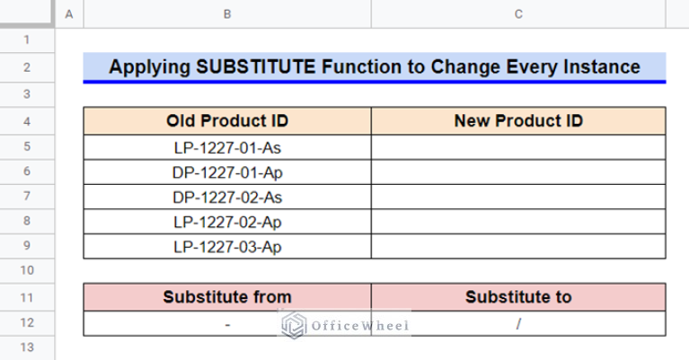 Substitute Code How to Use SUBSTITUTE Function in Google Sheets (7 Examples)