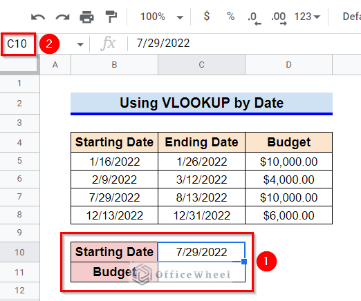 Using VLOOKUP by Date in Google Sheets