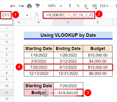Using VLOOKUP by Date in Google Sheets