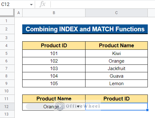 Combining INDEX and MATCH Functions to VLOOKUP To the Left in Google Sheets