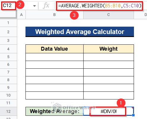 Using Weighted Average Formula for Creating a Weighted Average Calculator in Google Sheets