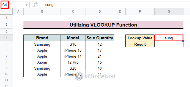 insert look up value in google sheets