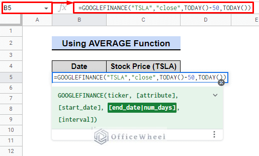 googlefinance function usage