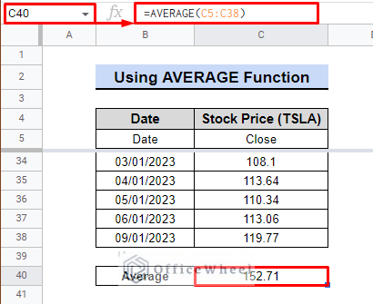 how to use average in 50 day moving average in google sheets 