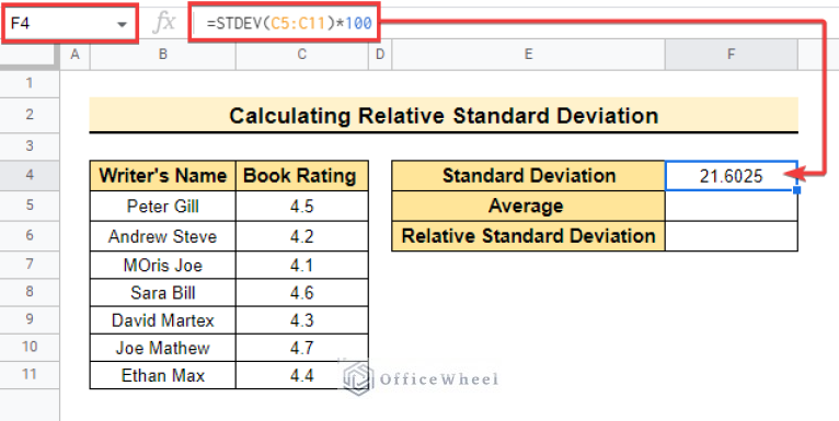 How to Calculate Standard Deviation in Google Sheets