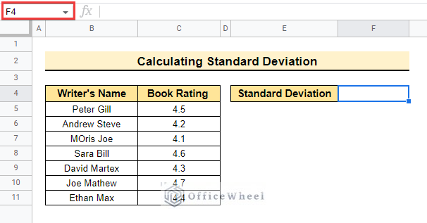 Preparing dataset to calculate the standard deviation in google sheets