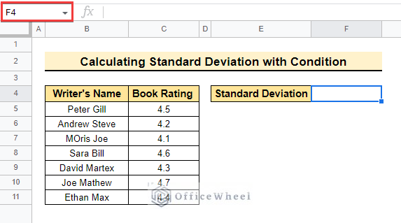 Preparing dataset to calculate standard deviartion in google sheets