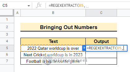 entering the function in google sheets
