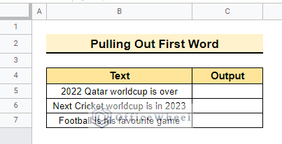Dataset of pulling out first word