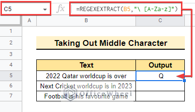taking out Middle character using REGEXEXTRACT function between two characters in google sheets