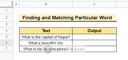 dataset of finding and matching particular word