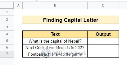 Dataset of finding capital letter