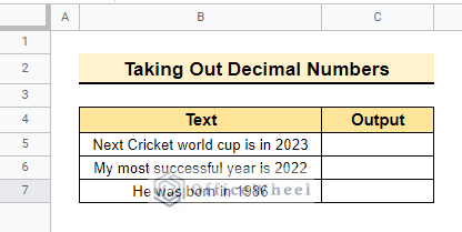 Dataset of taking out decimal numbers