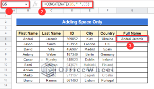 How to Add Space with CONCATENATE in Google Sheets