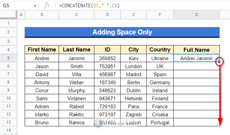 how-to-add-space-with-concatenate-in-google-sheets