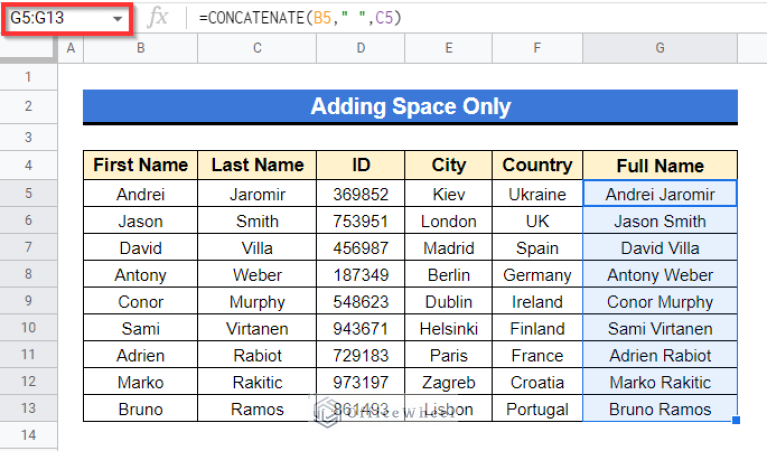 how-to-add-space-with-concatenate-in-google-sheets