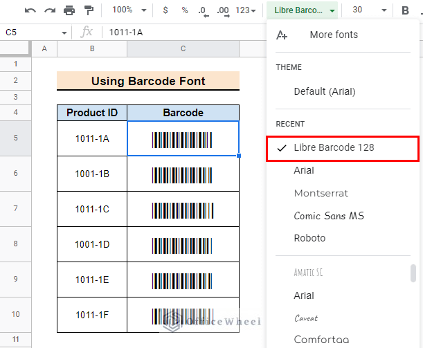 How to Apply Barcode Font in Google Sheets (With Easy Steps)