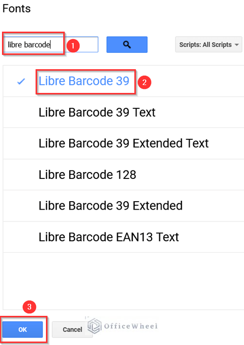 Searching Libre Barcode 39 Font
