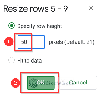 Giving Row Height As 50