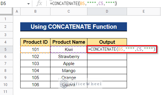 Using CONCATENATE Function to Concatenate Double Quotes in Google Sheets